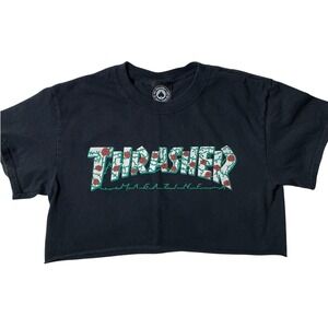 Thrasher Magazine Women's Rose Thorn Super Crop‎ Top Short Sleeve Tee Skater
